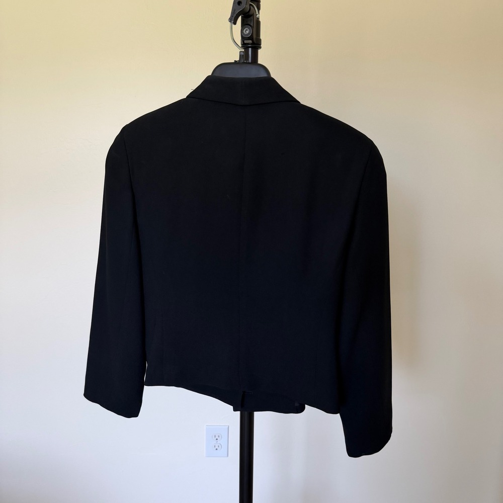 Christian Dior Vintage Womens Black Cropped Shawl Lapel Blazer Jacket USA Made - Picture 4 of 10